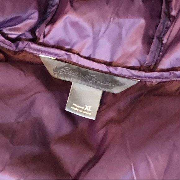 EDDIE BAUER Women's Burgundy LUNA PEAK Quilted Down Hooded Parka Size XL - Picture 3 of 14